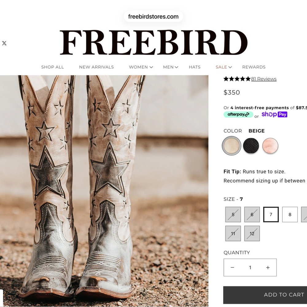 Freebird Cream Star Embellished Boots